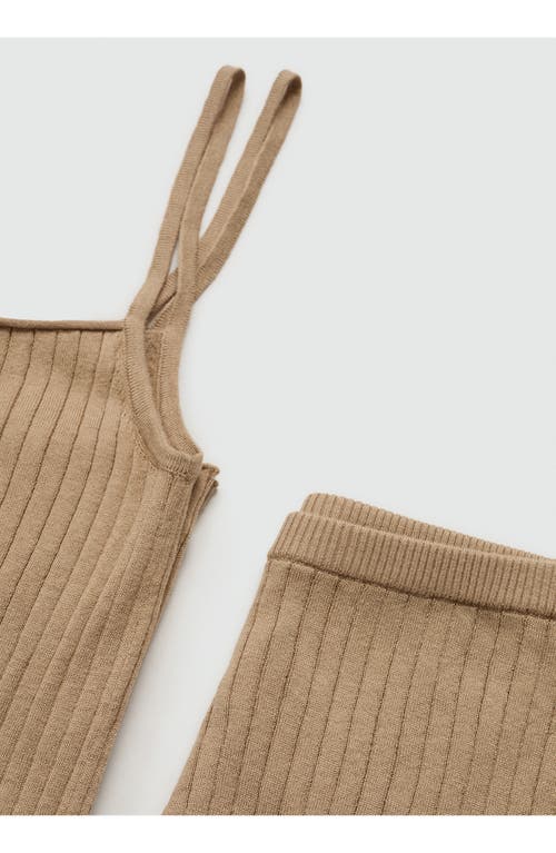 Shop Mango Rib Knit Camisole In Light/pastel Brown