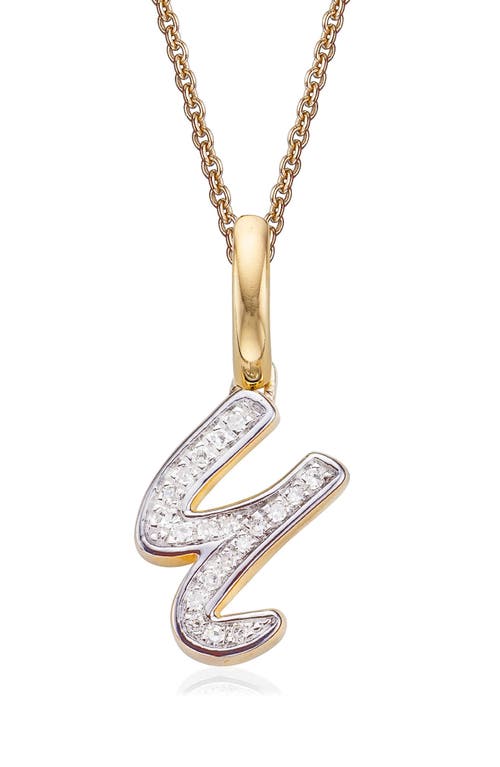 Shop Monica Vinader Alphabet Diamond Pavé Pendant Charm In Gold/diamond- U