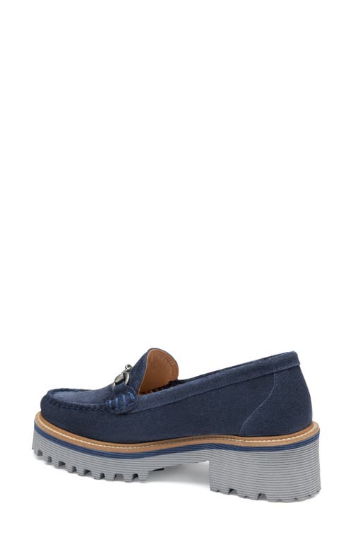 Shop Johnston & Murphy Emmalynn Lug Sole Bit Loafer In Navy Suede