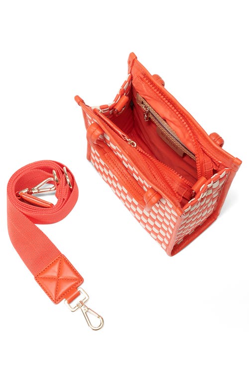 Shop Mz Wallace Micro Woven Nylon Box Tote In Sandshell/poppy