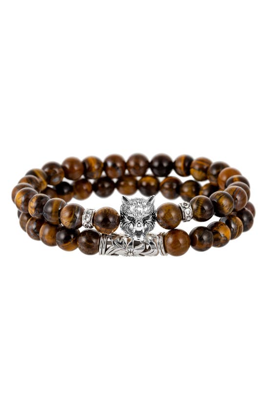 Shop Eye Candy Los Angeles Set Of 2 Buddha Beaded Bracelets In Brown
