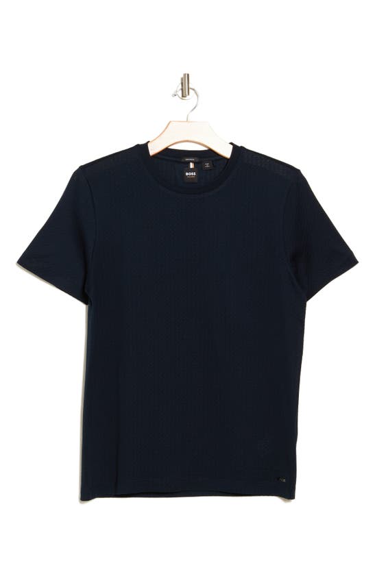 Shop Hugo Boss Boss Tesar Mercerized Cotton T-shirt In Dark Blue