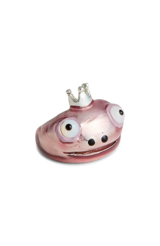 Collina Strada Frog Prince Recycled Pewter Ring In Pink Clear