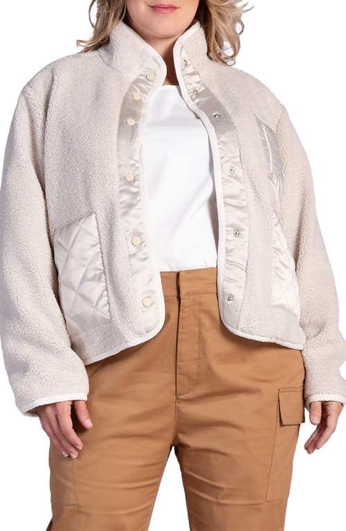 Standards & Practices Zozo Satin Panel Faux Shearling Jacket Off White at Nordstrom,