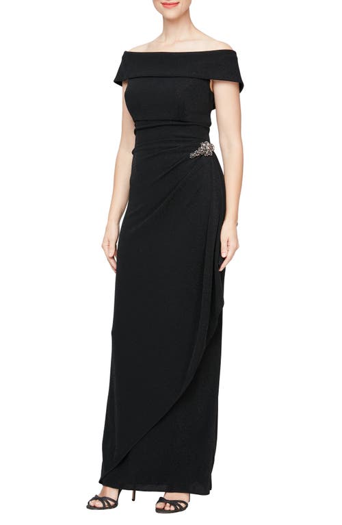 Alex Evenings Embellished Off the Shoulder Gown Black at Nordstrom,