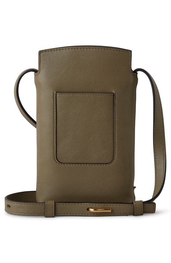 Shop Mulberry Clovelly Leather Phone Pouch In Linen Green
