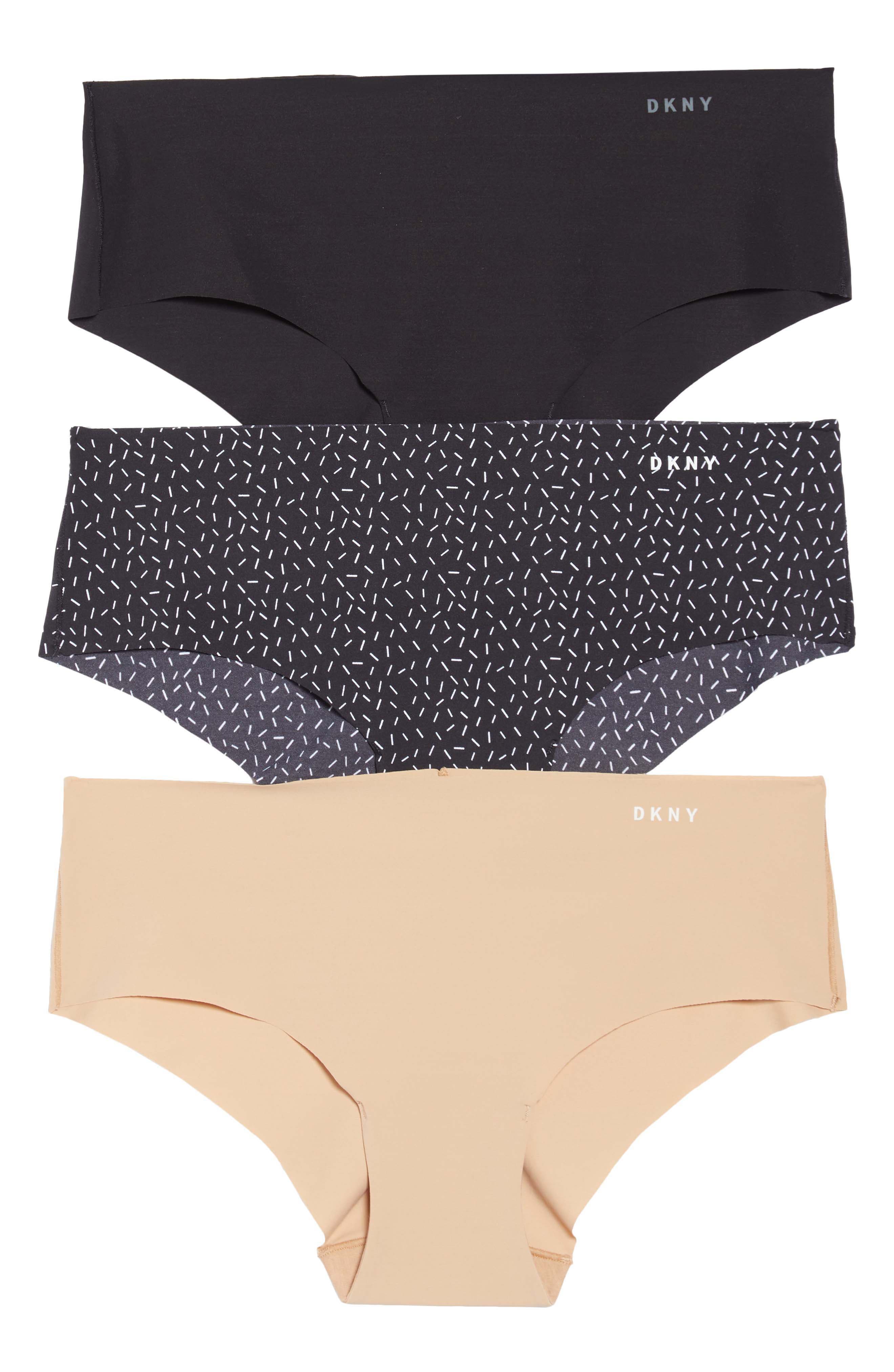 DKNY Litewear Cut Anywhere 3-Pack Hipster Briefs in Blck/glow/rosewtr Tic Toss at Nordstrom, Size X-Large