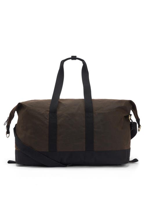 Barbour Field Water Resistant Waxed Cotton Duffle Bag In Olive/black