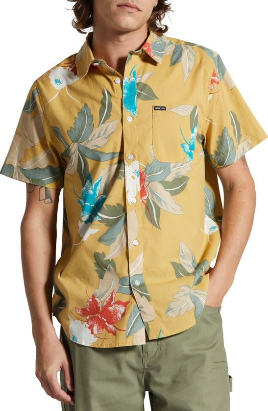 Brixton Charter Classic Fit Short Sleeve Button-up Shirt In Sunset Passion