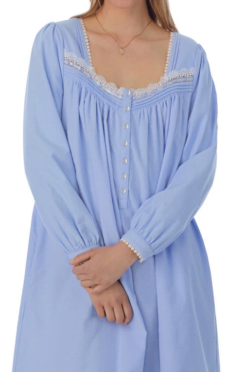 Shop Eileen West Long Sleeve Cotton Flannel Ballet Nightgown In Blue