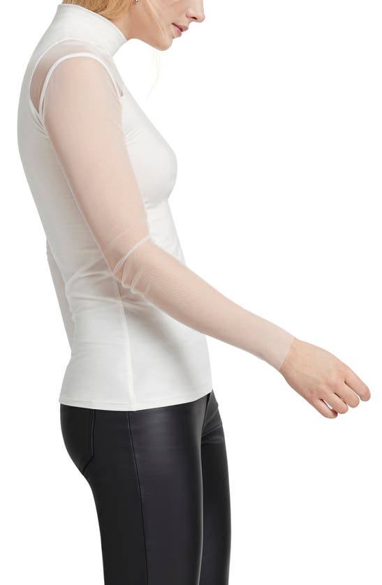 Marcella Ysabel Mesh Panel Jersey Top In Off White