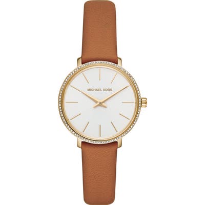 Michael Michael Kors Mini Pyper Leather Strap Watch, 32Mm
