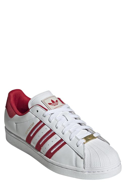 Shop Adidas Originals Adidas Superstar Sneaker In White/team Victory Red/grey