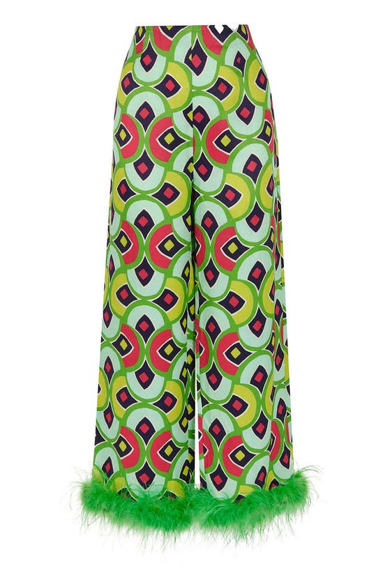 Shop Nocturne Feather Boa Pants In Multi-colored