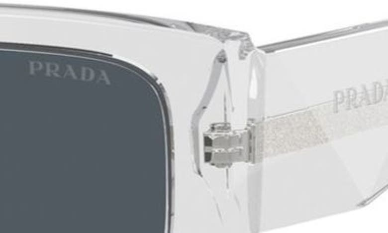 Shop Prada 53mm Rectangular Sunglasses In Transparent Grey