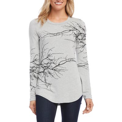 Karen Kane Tree Print Long Sleeve Tee, Grey