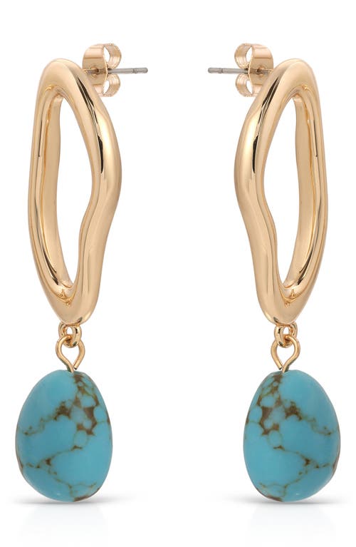 Ettika Frontal Hoop Turquoise Drop Earrings In Gold