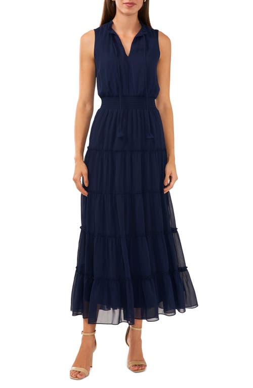 halogen(r) Sleeveless Tiered Maxi Dress in Classic Navy at Nordstrom, Size Xx-Small