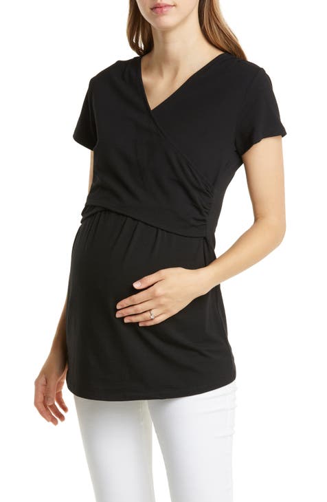 Khaki Ribbed Maternity & Nursing Top
