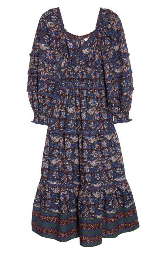 Shop Sea Noah Print Smocked Maxi Dress In Navy