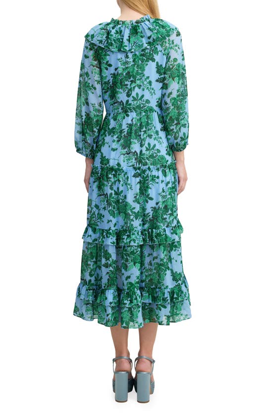 Shop Lk Bennett Eleanor Print Long Sleeve Ruffle Maxi Dress In Blue