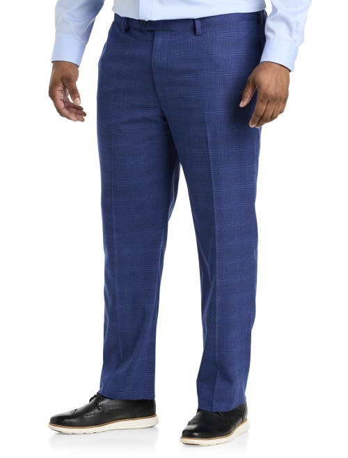 Oak Hill by DXL Waist-Relaxer Plaid Dress Pants Navy at Nordstrom, X