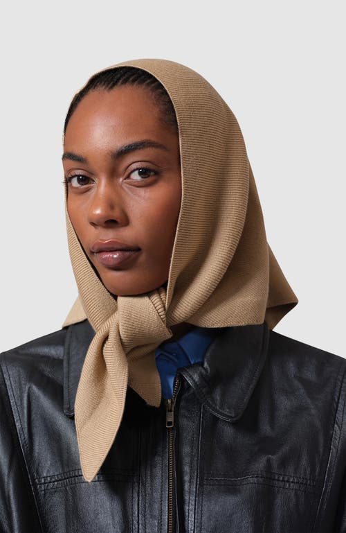 Hyer Goods Upcycled Merino Wool Head Scarf In Camel