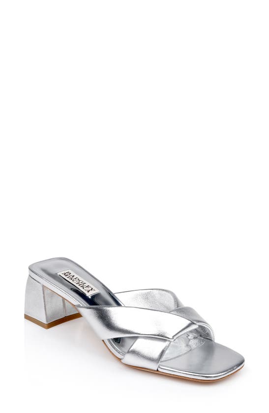 Badgley Mischka Briella Ii Slide Sandal In Silver Leather