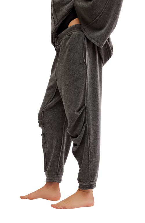 Free People Day Off Fleece Joggers In Dark Denim In Washed Black