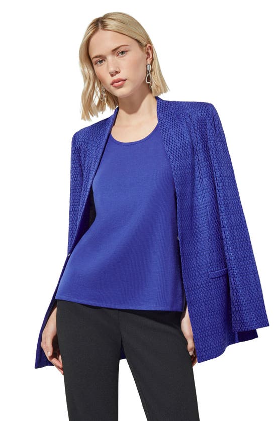 Shop Ming Wang Knit Jacket In Sapphire Sea