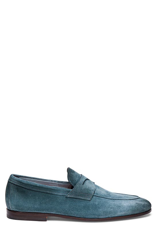 Shop Santoni Carlos Penny Loafer In Green-v46