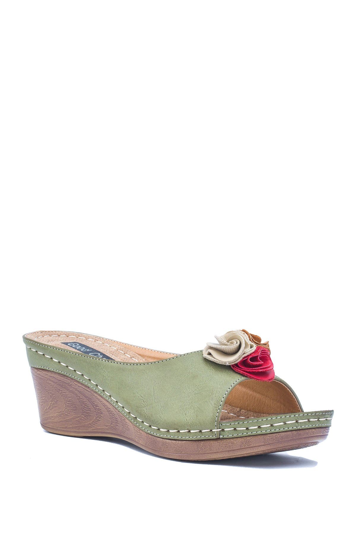 Gc Shoes Sydney Floral Platform Wedge Sandal In Green