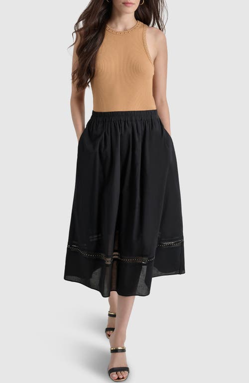 Shop Dkny Cotton Voile A-line Skirt In Black