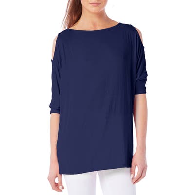 Petite Michael Stars Cold Shoulder Tee, Size One Size - Blue