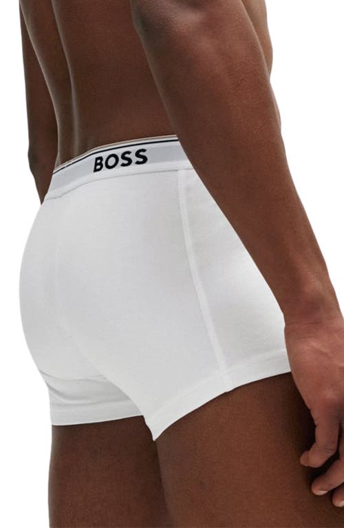 Shop Hugo Boss Boss 3-pack Power Stretch Cotton Trunks In White