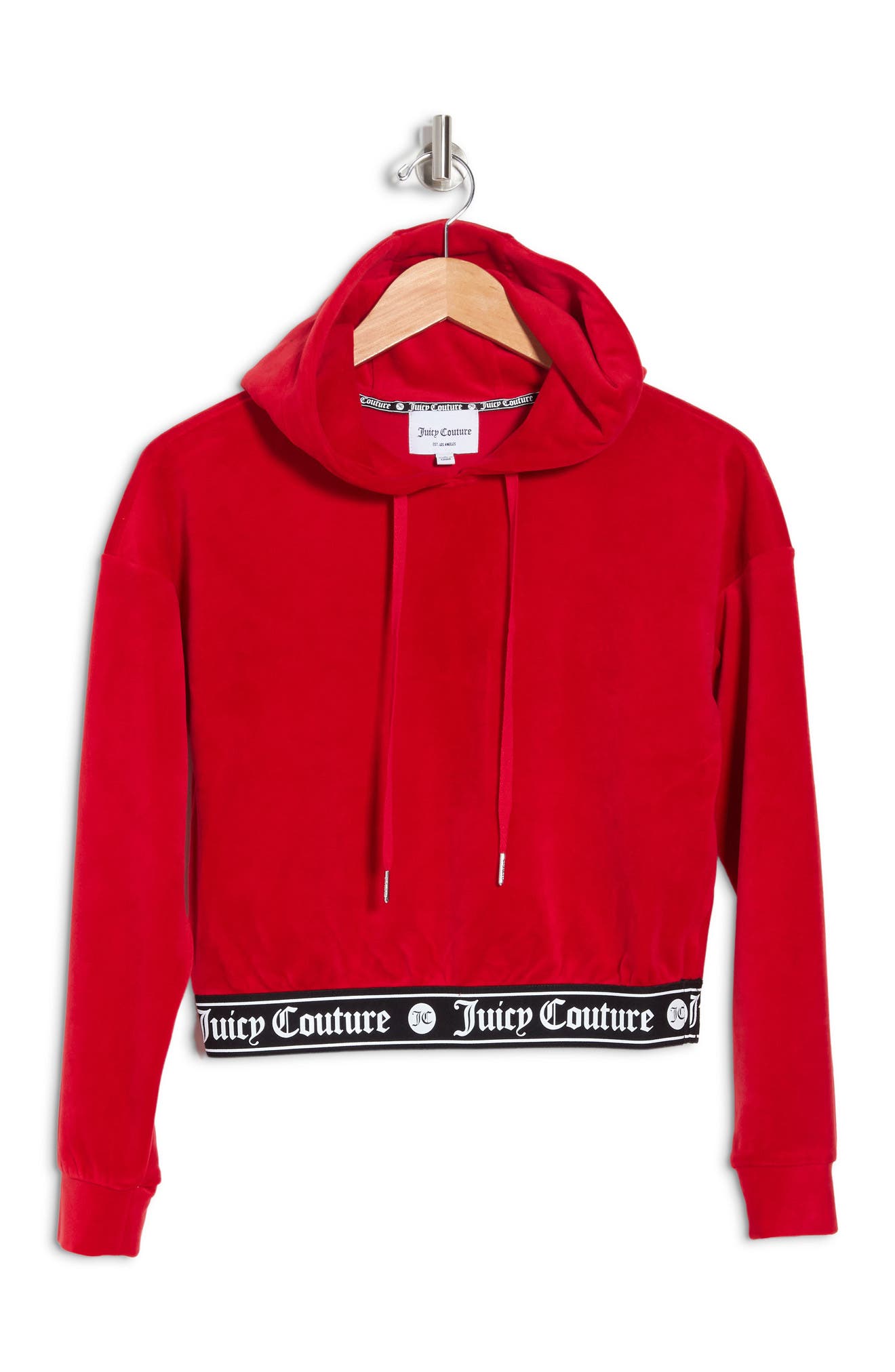 Juicy Couture Cropped Long Sleeve Hoodie In Coco Red