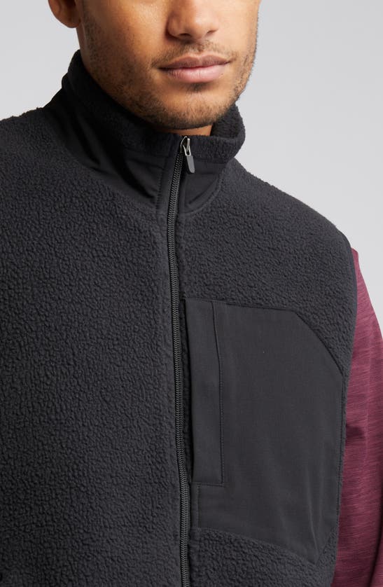 Shop Zella High Pile Fleece Vest In Black