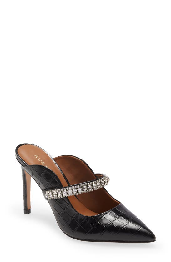 KURT GEIGER DUKE CRYSTAL STRAP POINTED TOE MULE