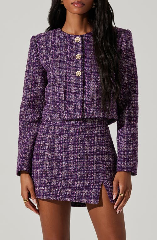 Astr The Label Lyssa Tweed Jacket In Purple Black