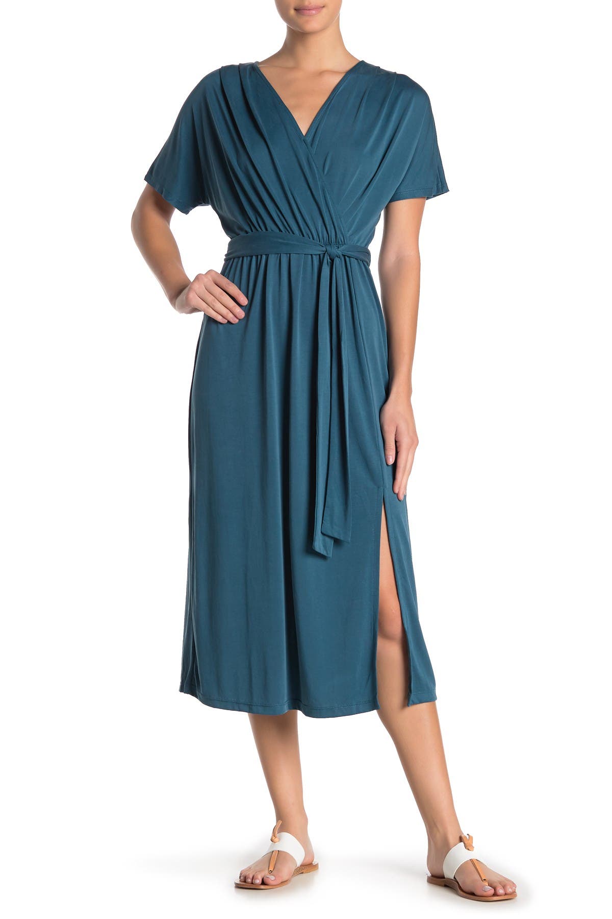 dolman tie waist midi dress