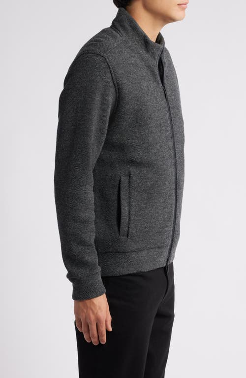 Shop Robert Barakett Jacob Zip-up Wool Blend Jacket In Charcoal