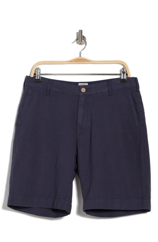 Faherty Malibu Linen & Cotton Chino Shorts In Dark Navy