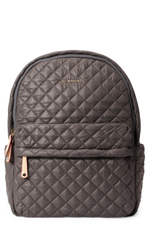 City Quilted Nylon Backpack in Medium Grey