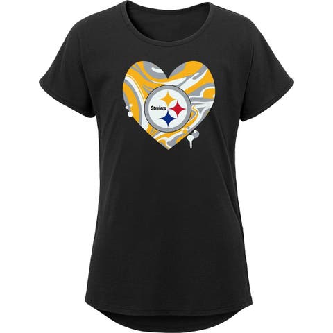 New Orleans Saints Girls Youth Drip Heart Dolman T-Shirt - Black