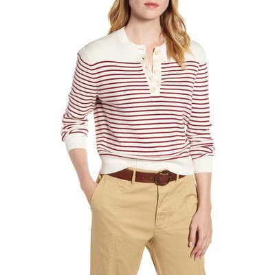 Alex Mill Marine Stripe Crop Merino Wool & Cotton Sweater, Ivory