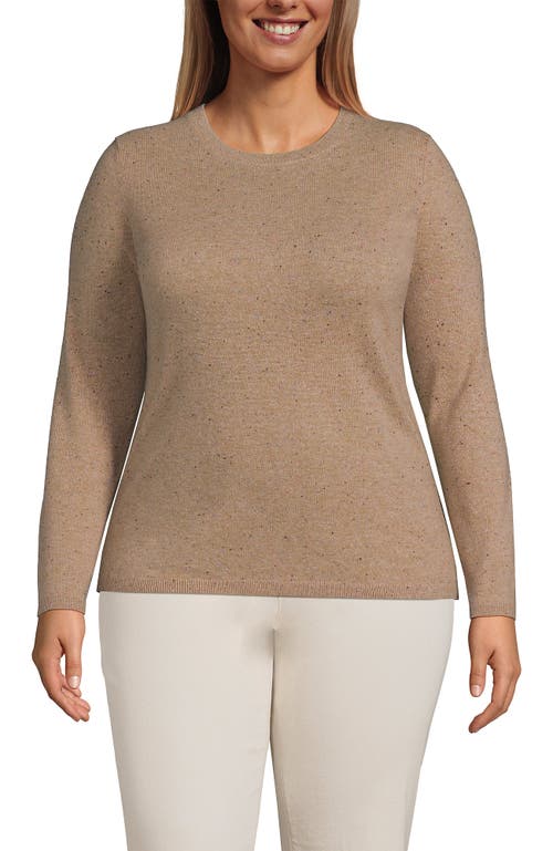 Shop Lands' End Plus Size Cashmere Sweater In Vicuna Heather Donegal