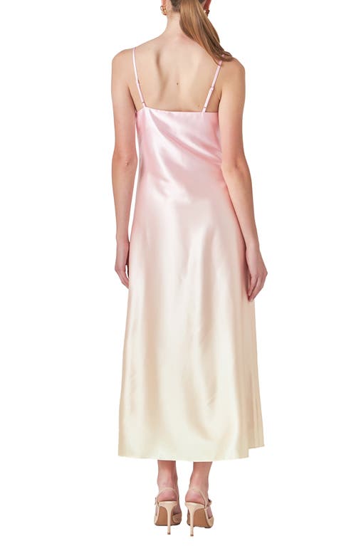 Shop Endless Rose Ombré Empire Waist Satin Slipdress In Pink Multi