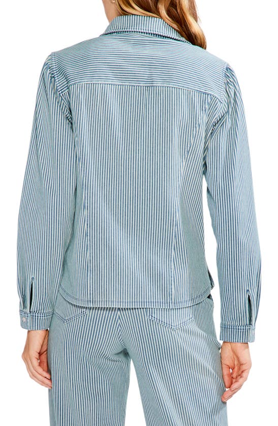 Shop Nic + Zoe Nic+zoe Railroad Stripe Shirt Jacket In Blue Multi