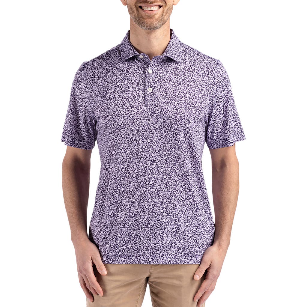 Cutter & Buck Pike Flora Print Polo In College Purple