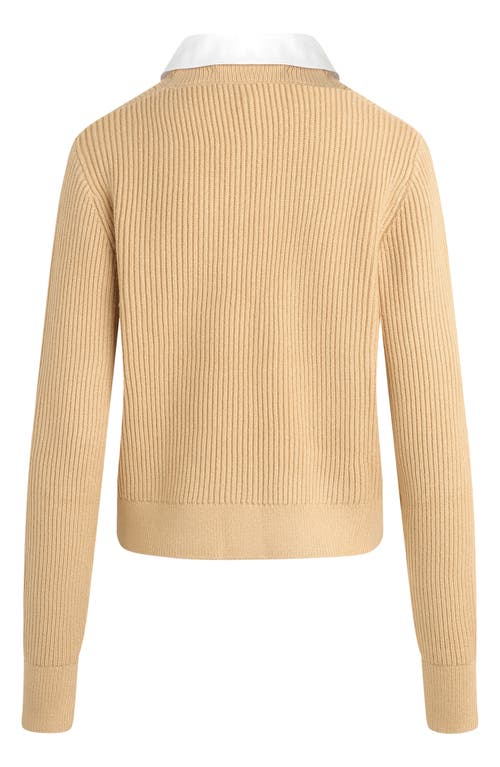 Shop Favorite Daughter The Katie Removable Collar Rib Sweater In Warm Sand/white